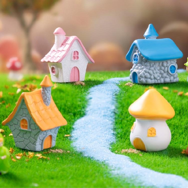 Cartoon House Sculpture Statue Funny Resin House Creative House Figurine House Funny House Collectible Mushroom Resin Crafts