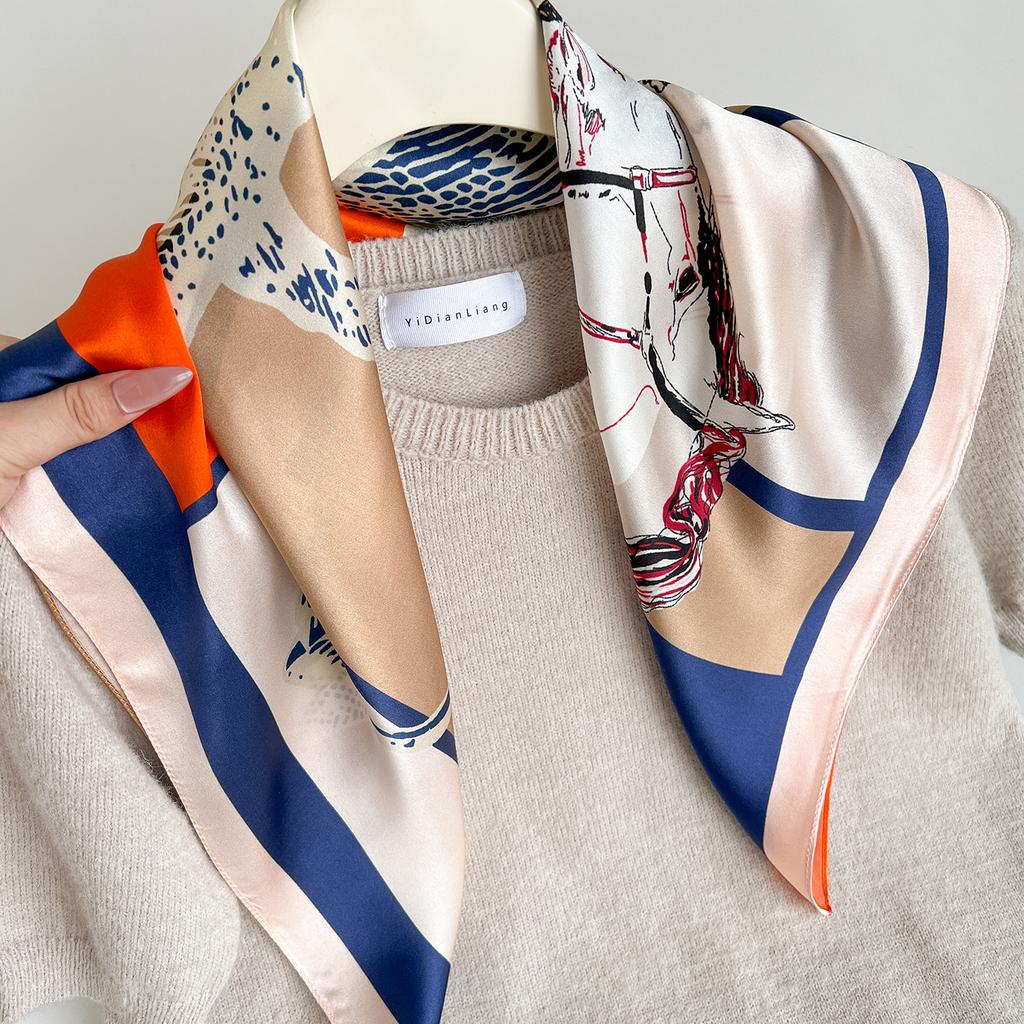 111% Mulberry Silk 71 Square Scarf, New Sky City Professional Decorative Scarf, Commuting To Work Versatile Silk Scarf