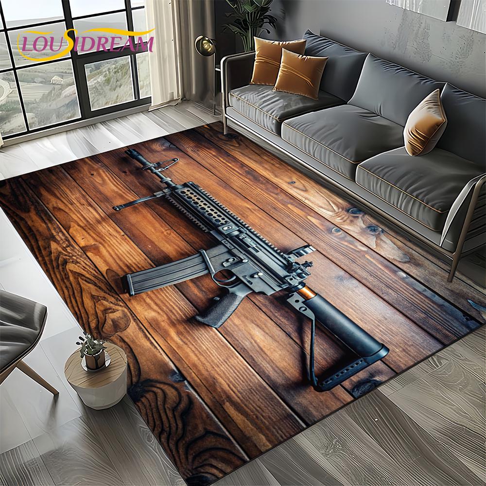 2025 New Cool Guns Pistol Ammunition Bullet Cartridge AK M4 Rug Carpet for Living Room Bedroom Decor,Non-slip for Sofa Doormat