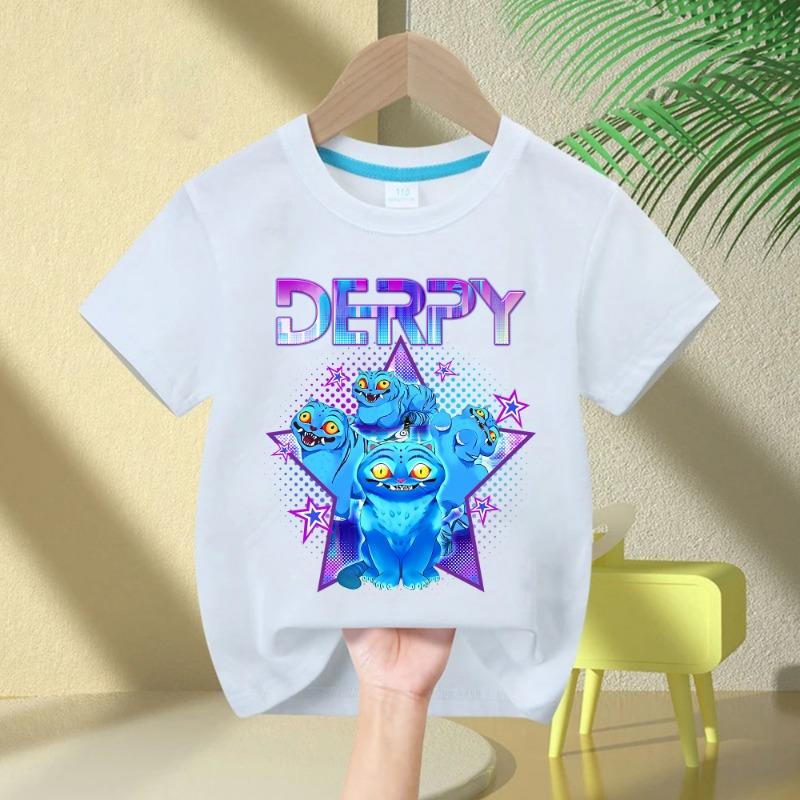 

KPop Demon Hunters Derpy Tiger Kids T-shirt Print Fashion Casual Tops Crew Neck Cartoon Girls Boys Tee Casual Baby Girl Clothes 110cm