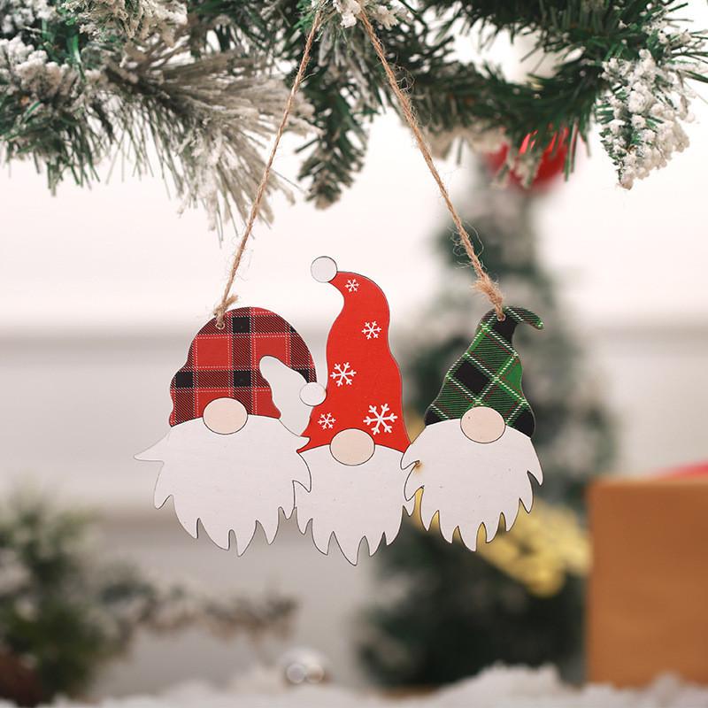 Wooden Decoration Christmas Three Head Rudolph Door Hanging Home Wall Decoration