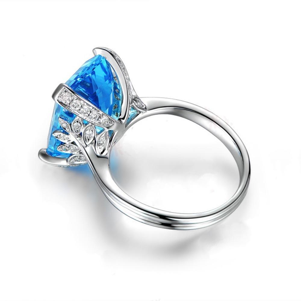 Topaz Sapphire Ring for Women Blue Gemstone Engagement Ring 1 Carat Jewelry