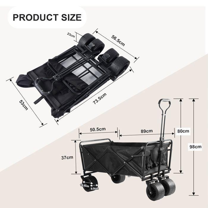 Chariot à main pliable pour la plage, le camping, le shopping - chariot à main pliable
