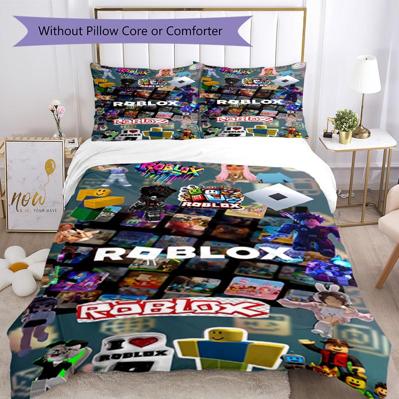 Roblox Bedding Set Breathable Duvet Cover with Pillowcases Decorative Bed Linen for Bedroom Home Decoration Birthday Gift