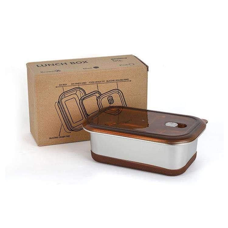 Food Grade SS304 Stainless Steel Lunch Box Air Tight Sealed Food Storage Containers Multifunctional Fresh Bento Box