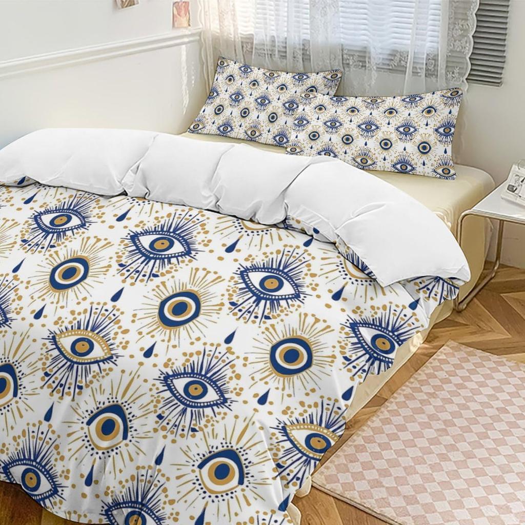 Evil Eyes Duvet Cover Sets For Teens Adults Exotic Bohemian Quilt Covers Bedroom Decor 2 Pillowcases 1 Duvet Cover No Comforter