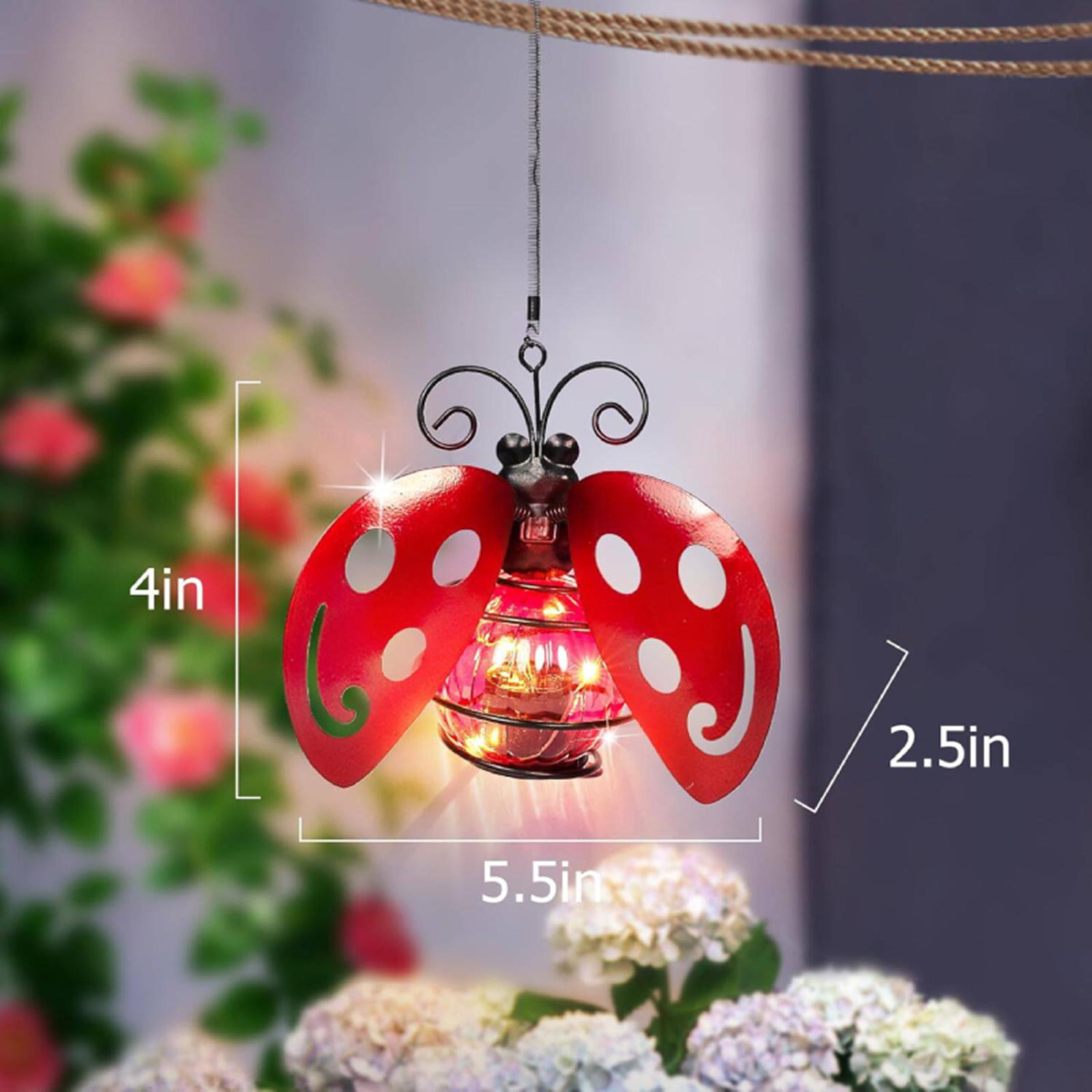 Solar Flying Insects Night Light with Hanging Rope/Hook Metal Lights Outdoor Soft Light Hanging Solar Lamp for Garden Home Decor