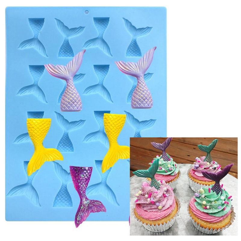 Decoration Chocolate Fish Fork Tail Soap Mould Bakeware Baking Tool Cake Mold