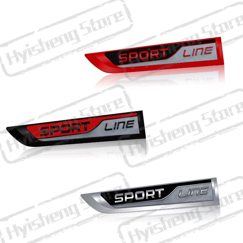 JBIW9 2PCS Metal Car Styling Sport Line Sticker Badge Car Body Side Emblem For Skoda Octavia Rapid Kodiaq Karoq Fabia Kamiq Superb