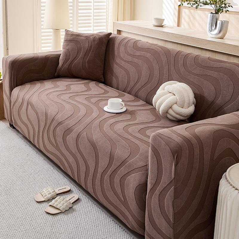 

New Fleece Sofa Hat Sofa Protective Cover Simple Wave Pattern All-Inclusive Dust-Proof And Wear-Resistant Home Decoration Versatile 70*90cm