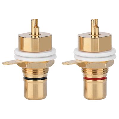 2 Pcs Gold Plated Copper RCA Panel Mount Female Jack Terminal Socket O Connector