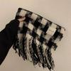 Plush Plaid Wool Scarf Tassel Cape Wraps Windproof Long Shawl  Girl