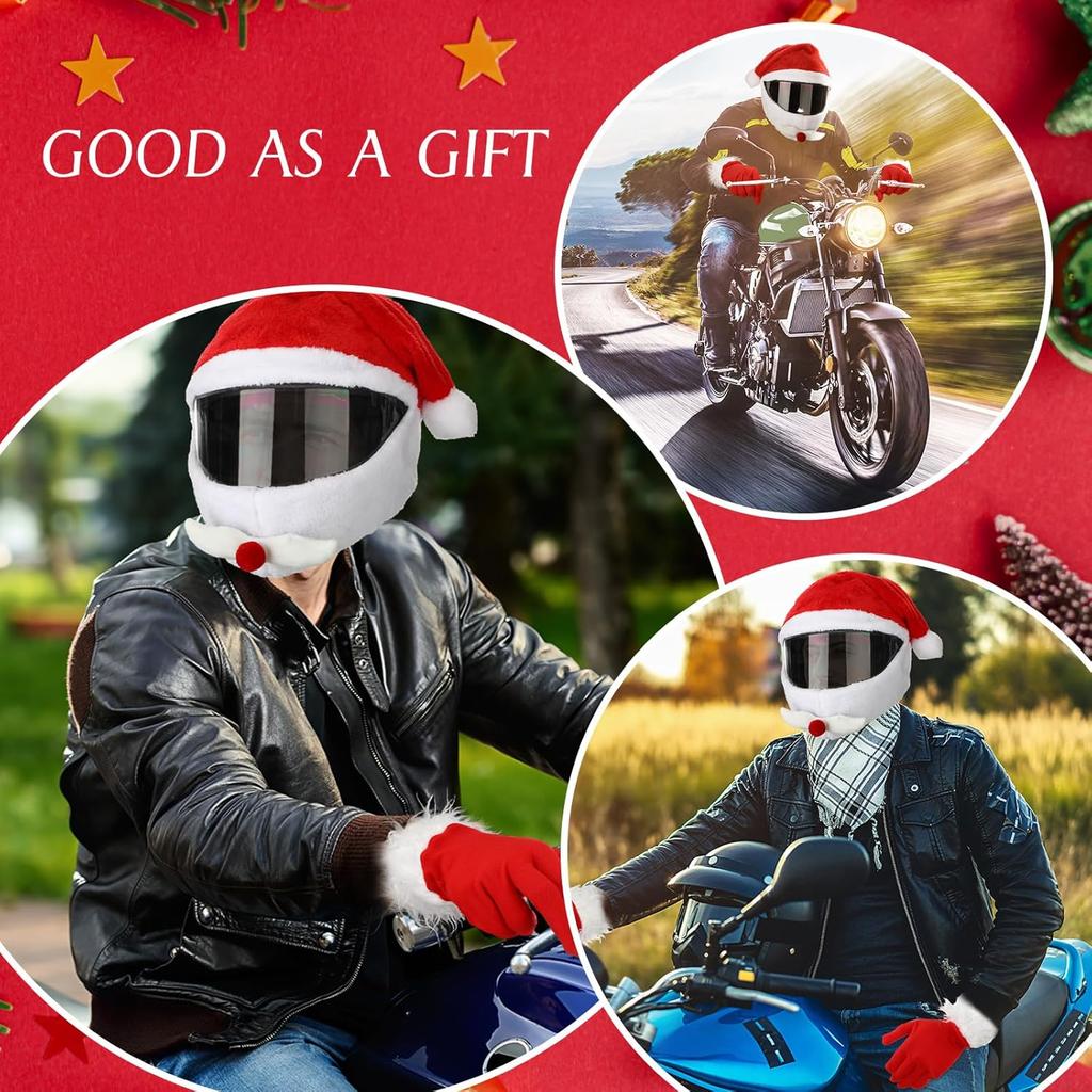 Christmas Biker Helmet Cover Santa Claus Illustration with Nativity Scene Holiday Riding Essential Festive Motorbike Accessory