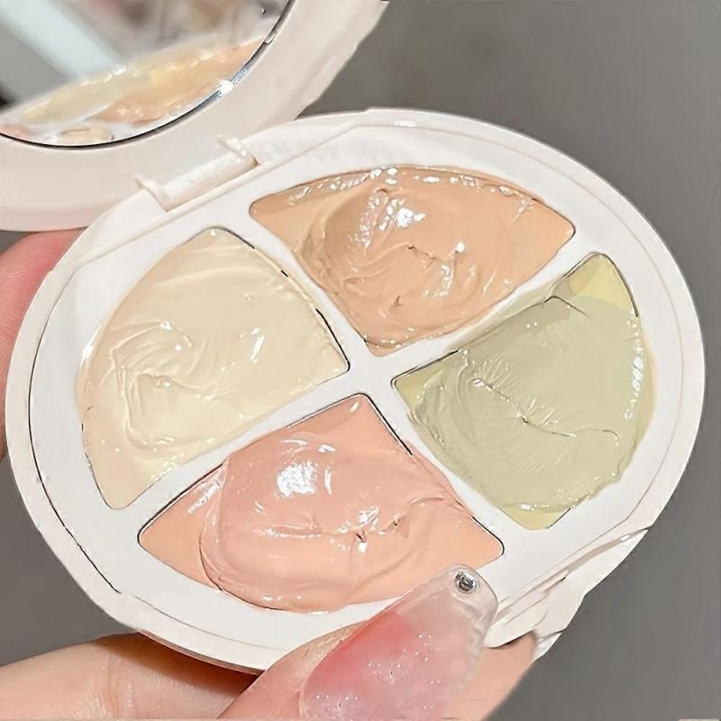 Vierfarbige Concealer-Creme Feuchtigkeitsspendender Concealer für Augenringe, Aufhellung, Mehrfarbiges Contouring, Foundation-Creme