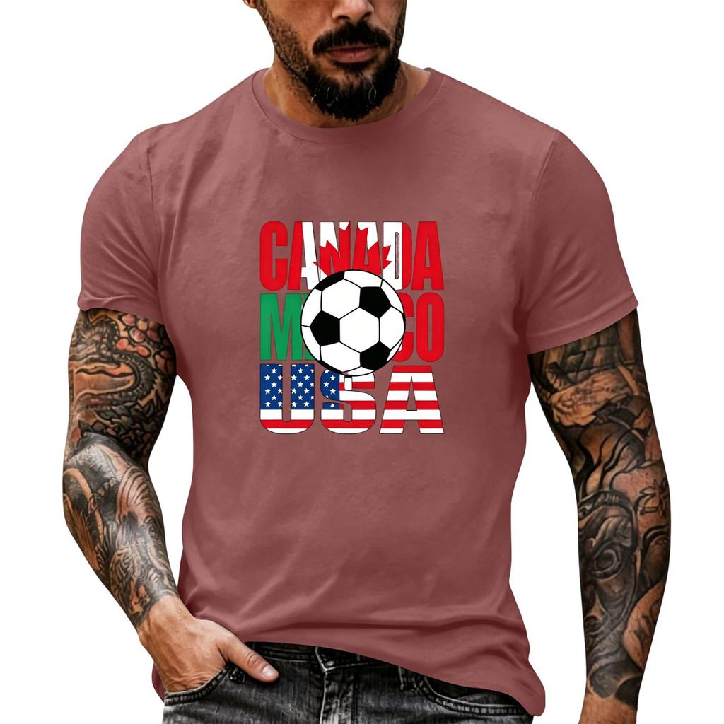 Men's Basic Crew Neck Short Sleeve T Shirt Loose Fit Casual Summer Top Soccer Themed Graphic Print Comfortable Daily Wear