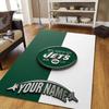 Custom Name New York Jets Flannel Pattern Square Carpet,Area Rug,Carpet Rug for Living Room Bedroom Sofa Playroom Decor,Non-slip Floor Mat
