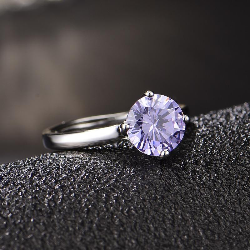 

SACE GEMS классическое кольцо из медного сплава с цирконом женские ювелирные изделия свадебный подарок для вечеринки открытый open фиолетовый