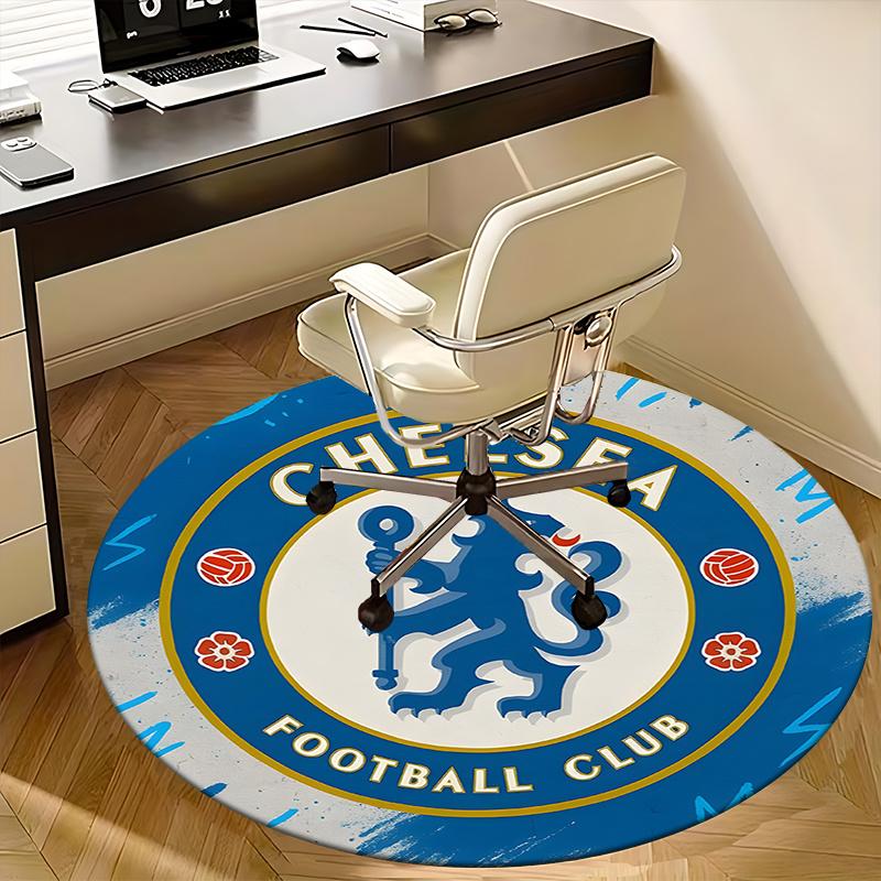 Chelsea Football Club Logo Lion Crest Emblem Chair mat Round Rug-Office carpet, Machine Washable, Non-slip, Suitable for Living Rooms, Bedrooms