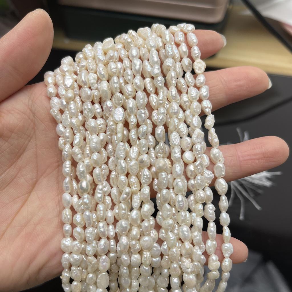 1String, White Natural Freshwater Pearls, Kexu Pearl Beads for Jewelry Making DIY Necklaces, Bracelets Crafts (Beads 4-5mm, Length 36cm)