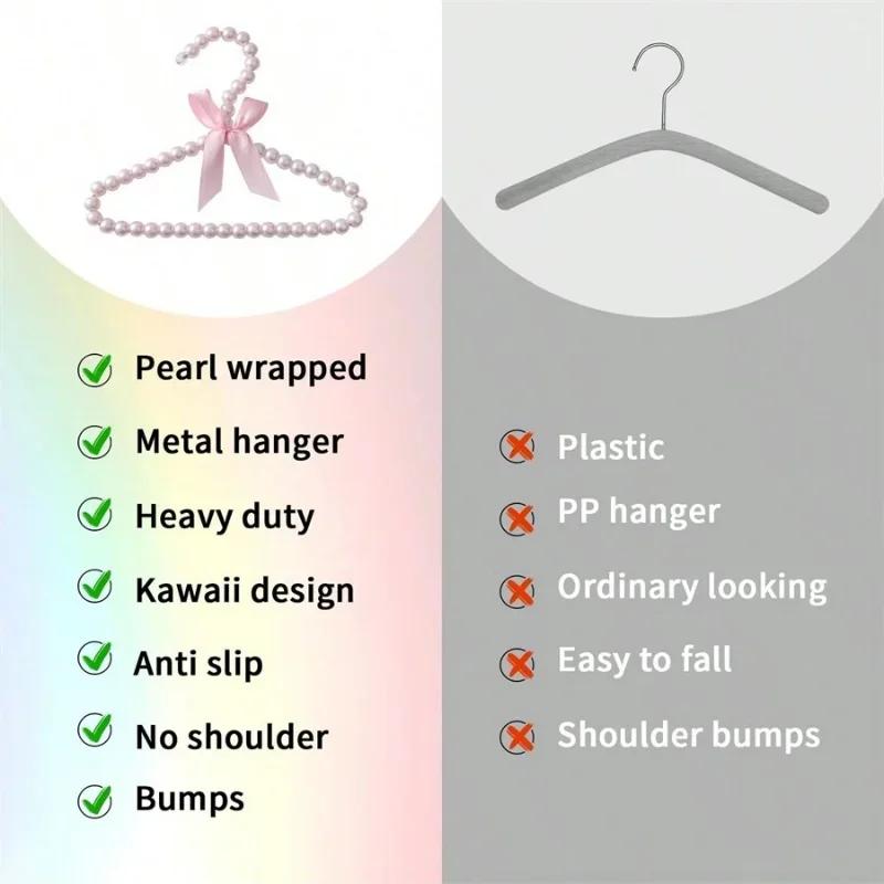 1/2/5/10ps artificial pearl bead bow hanger 40cm pearl dress long pants adult clothing hanger princess cape wedding dress hanger