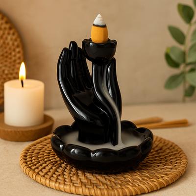 Backflow Incense Burner Hand and Lotus Flower
