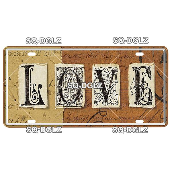 [SQ-DGLZ] Text Hope Love Home License Plate Tin Sign Store Bar Wall Decoration Metal Sign Home Decor Painting Plaques Art Poster