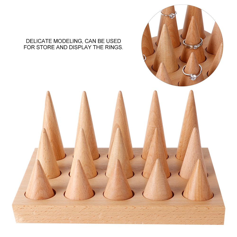 Holz 15 Finger Display Ringhalter Schaukasten Ständer Schmuck Ringe Organizer