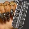 12 Grids Nail Art Rhinestones Jewelry Set Multi-shapes Colorful Flatback Nail Charms 3D Nails Accessories