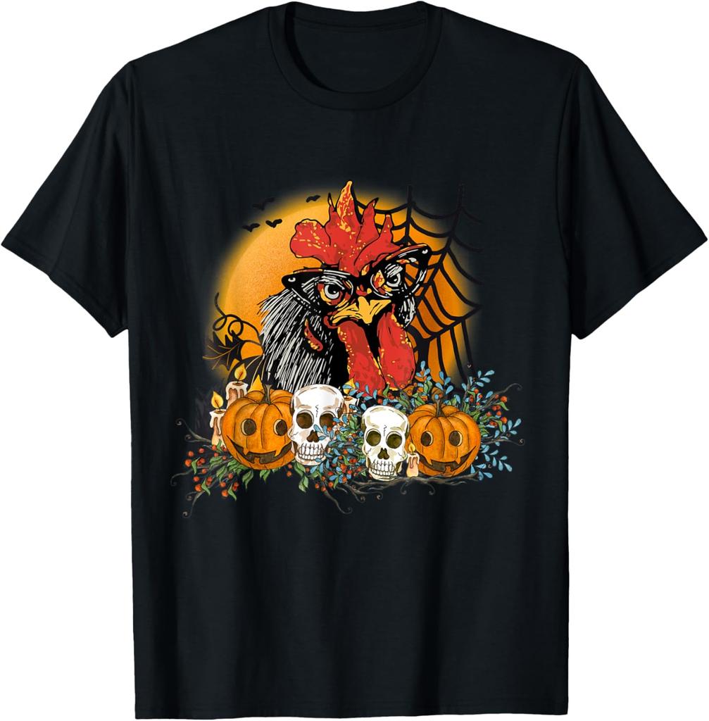 Halloween Chicken Mummy Pumpkin Skull Chicken Lovers T-Shirt Graphic T Shirts Casual Harajuku Short Sleeve Tee