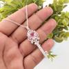 Morganite Gemstone 925 Sterling Silver Women's Jewelry Designer Zircon Pendant 2.1" Anniversary Gift For Wife/Her CZP-17-2