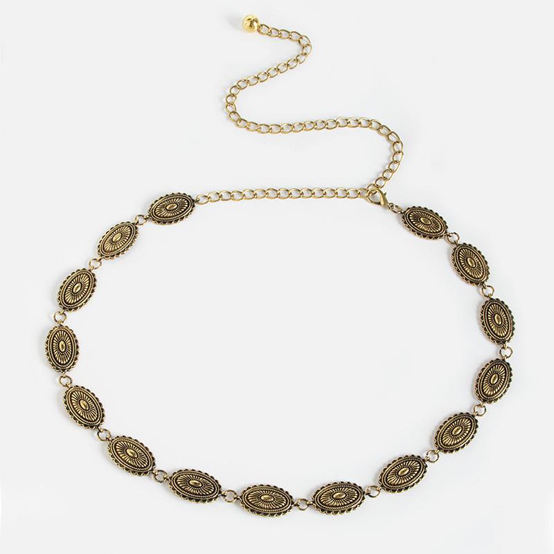 Inspired Metal Ethnic Waist Chain With Engraved Pattern For Women Outfits Casual