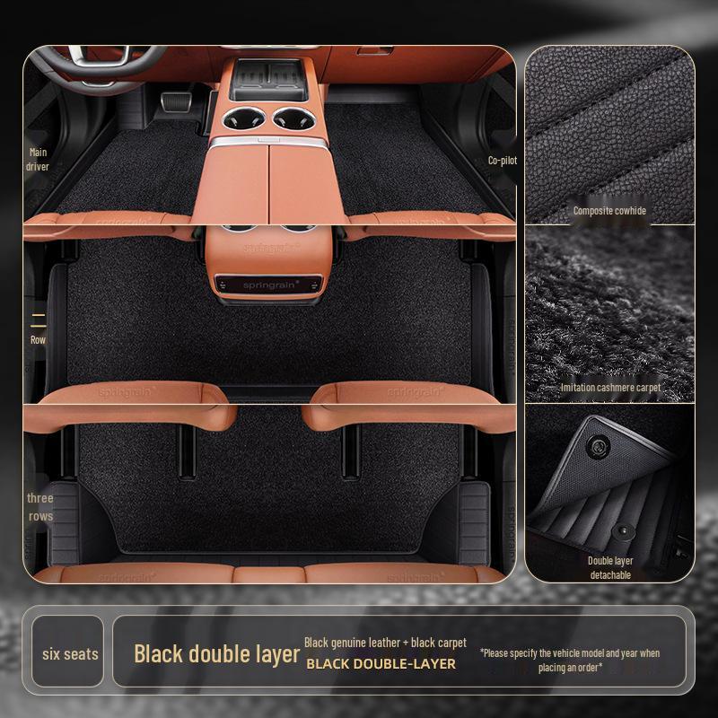 Ideal L7/8/9/ONE Genuine Leather Double-Layer Floor Mats for Six-Seven Seaters