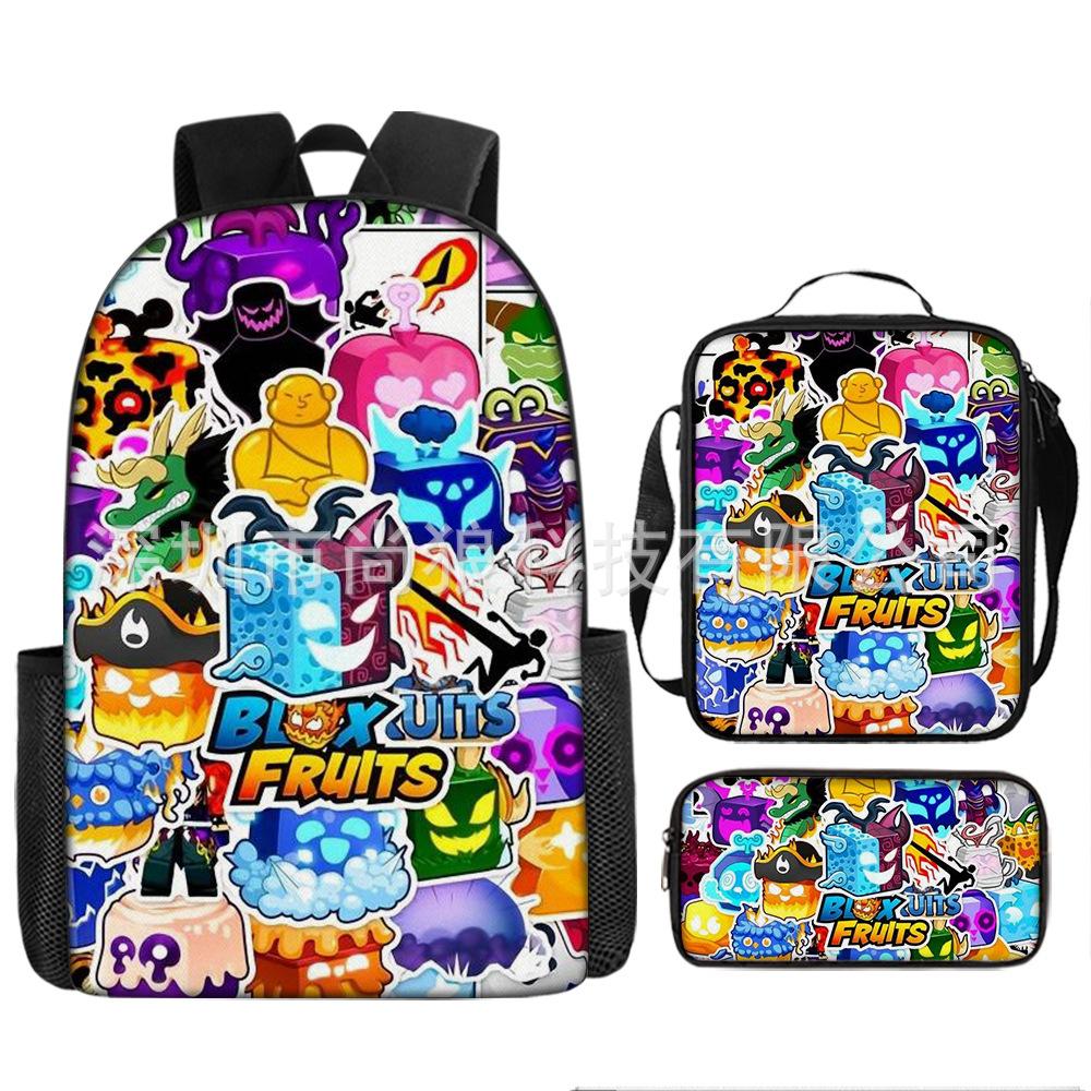 Large Capacity Schoolbag with Shoulder Strap; Student Three-piece Pencil Case Set