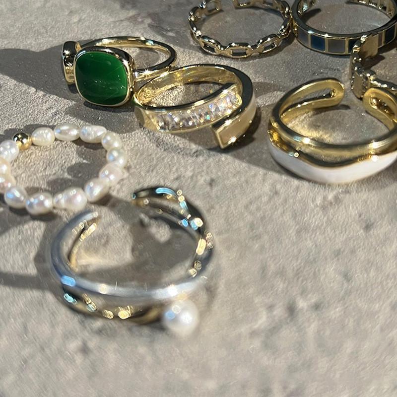 Contemporary Korean Style Open Ring Crafted From 925 Sterling Silver With Accent Pearl