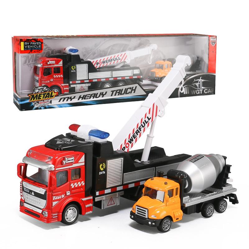 Children's Garbage Sorting Alloy Toy Car Large Size Pullback Rescue Towing Sprinkler Truck Combination Kids Toy Car Gift B99