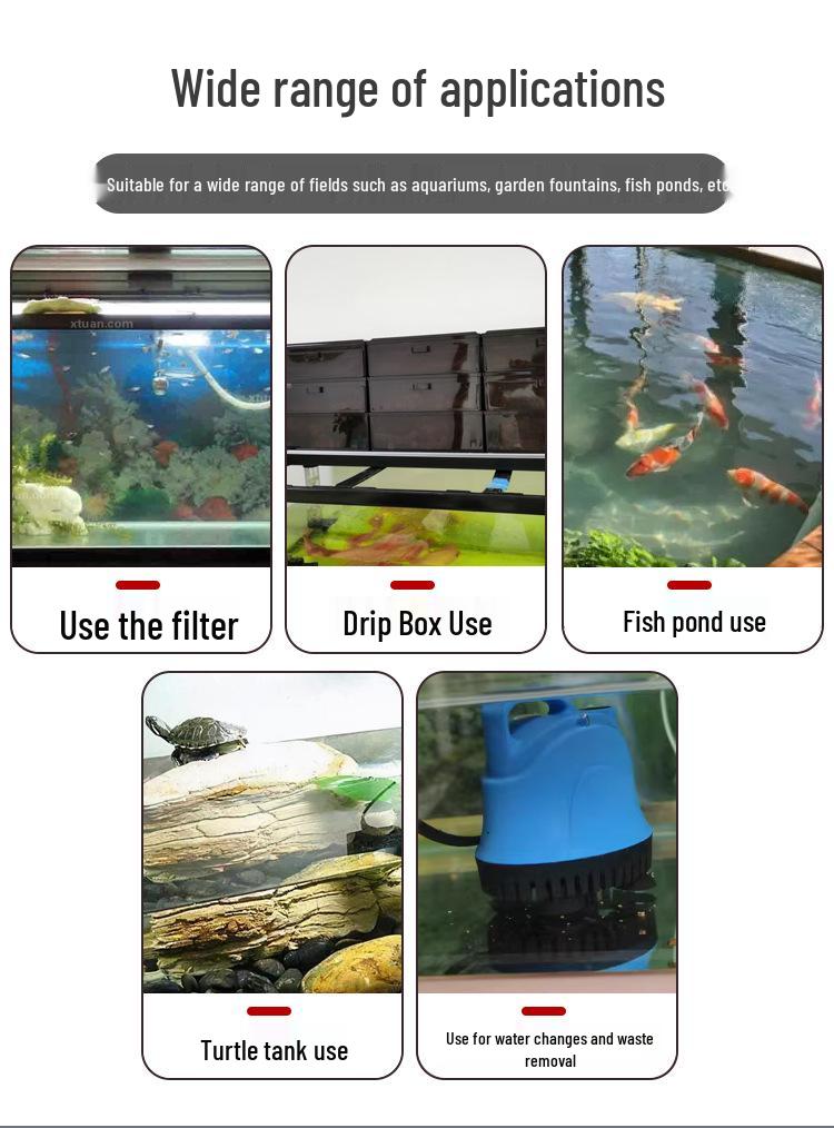 Silent Submersible Water Circulation Pump for Fish Tanks - Efficient Bottom Suction & Water Change