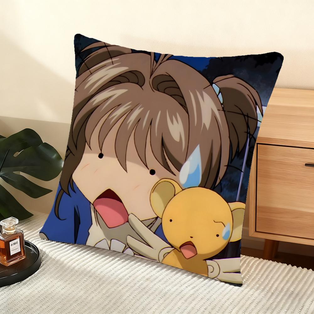Anime Cute Cardcaptor Sakura Cushion Cover Silky Short Plush Home Sofa Cushion Cover - Invisible Zipper Home Decoration