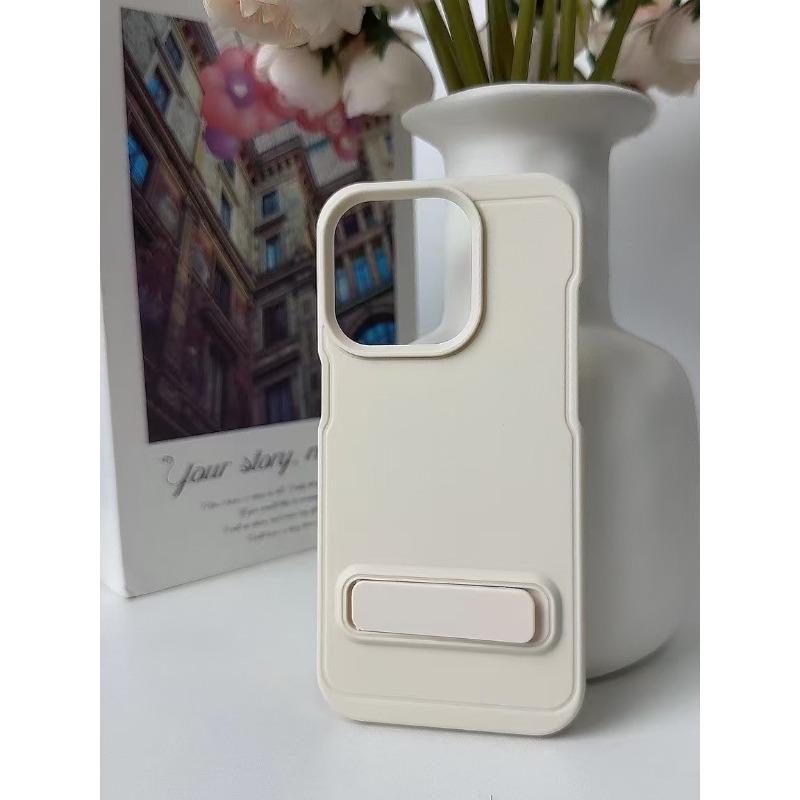 TPU Matte Stand Soft Case Suitable for Ip16pm Simple Dopamine Apple 15/14 Color-blocking Macaron Protective Case