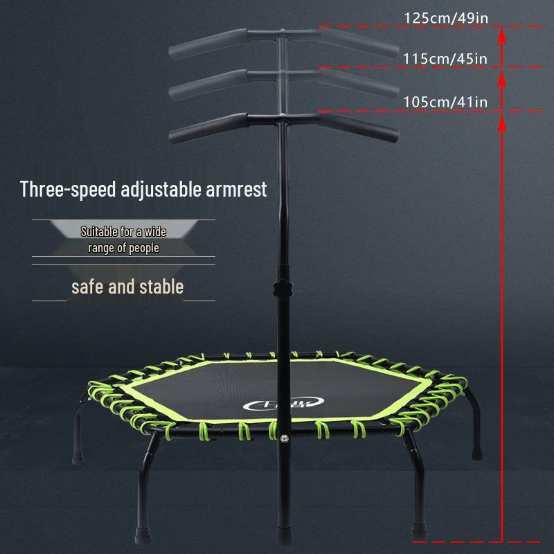 44-Inch Hexagonal Fitness Trampoline with Handle for Adults & Kids
