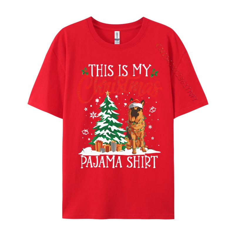 This Is My Christmas Pajama German Shepherd Tshirt Funny Tee Shirt Camisetas Brand Tops T Shirt Male 2024 T Shirt