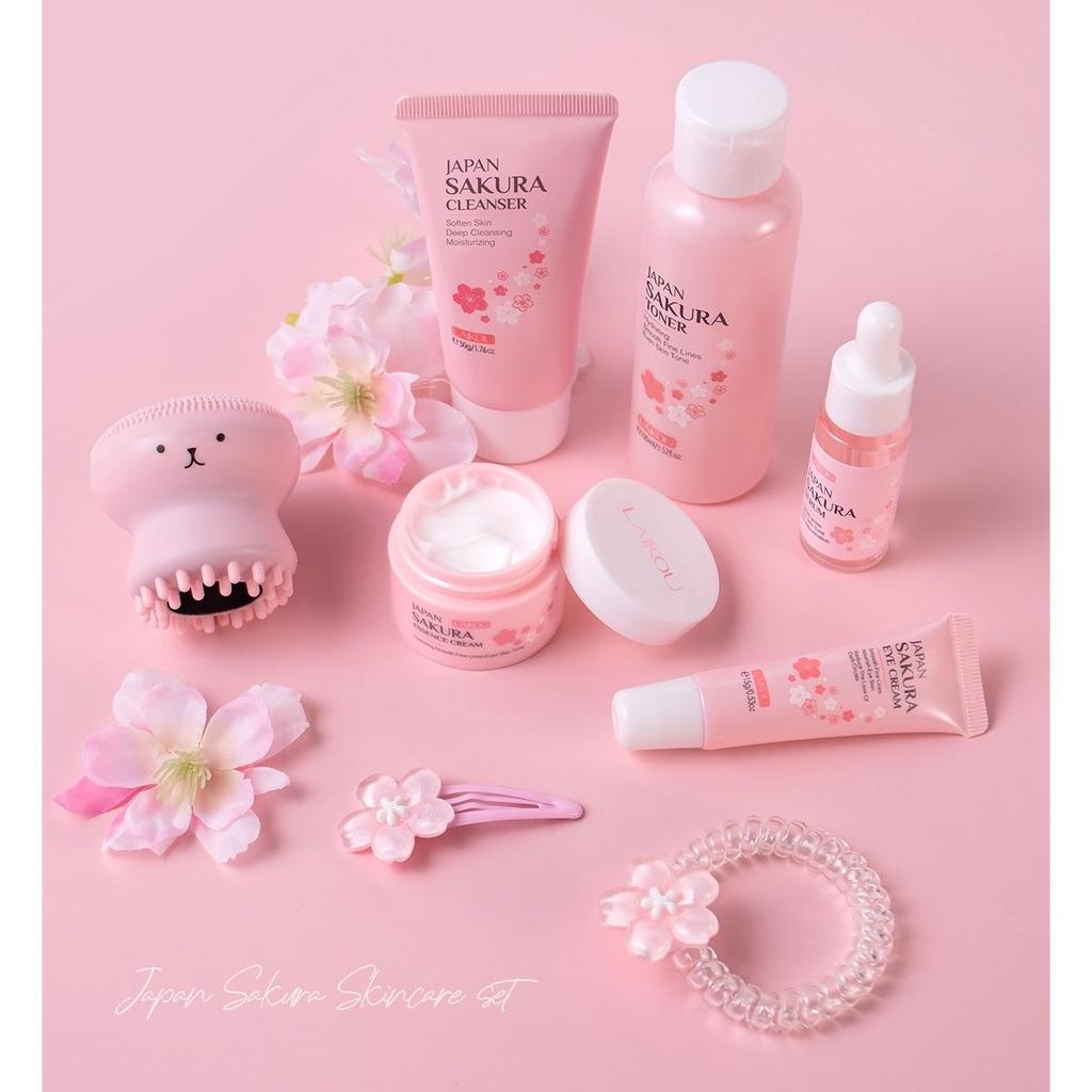 Zestaw do czyszczenia i pielęgnacji twarzy LAIKOU Sakura 8-częściowy Premium jako prezent urodzinowy