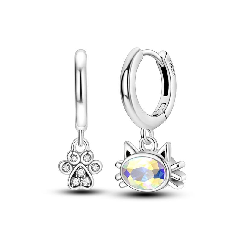 

Asymmetrical Pet Cats Dogs Claw Bone Earrings 925 Silver Jewelry Women Earrings New in Luxury Designer