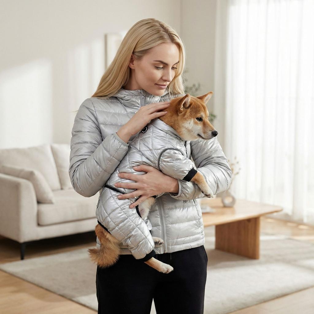 Quilted Full Body Dog Jumpsuit with Four Leg Coverage and Harness Opening for Small and Medium Pets