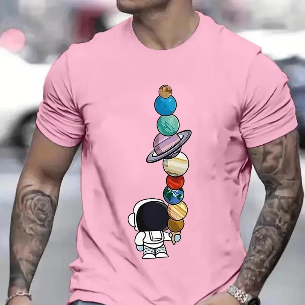 2024 Men's T-shirt Short Sleeve Tees Male Loose T-shirt Space Astronaut Men's Tops New Brand Men's T-shirt Camisetas De Hombre