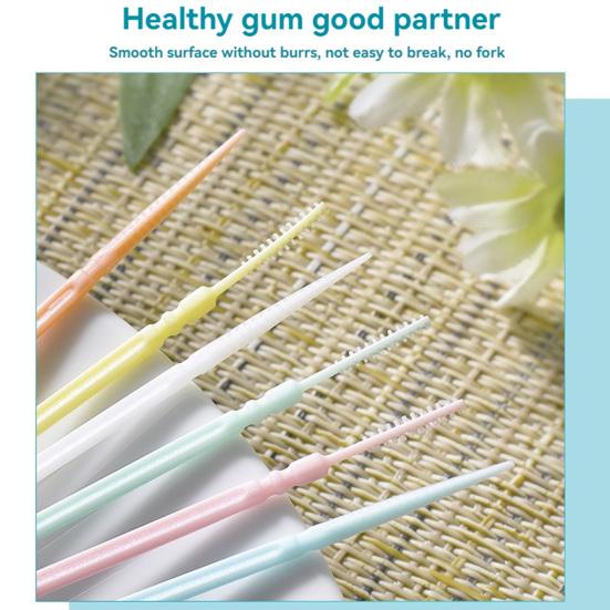 200Pcs/Box Disposable Double-End Toothpick Brush Plastic Interdental Brush Toothpick Dental Plaque Removal Flosser Teeth Cleaning Tools