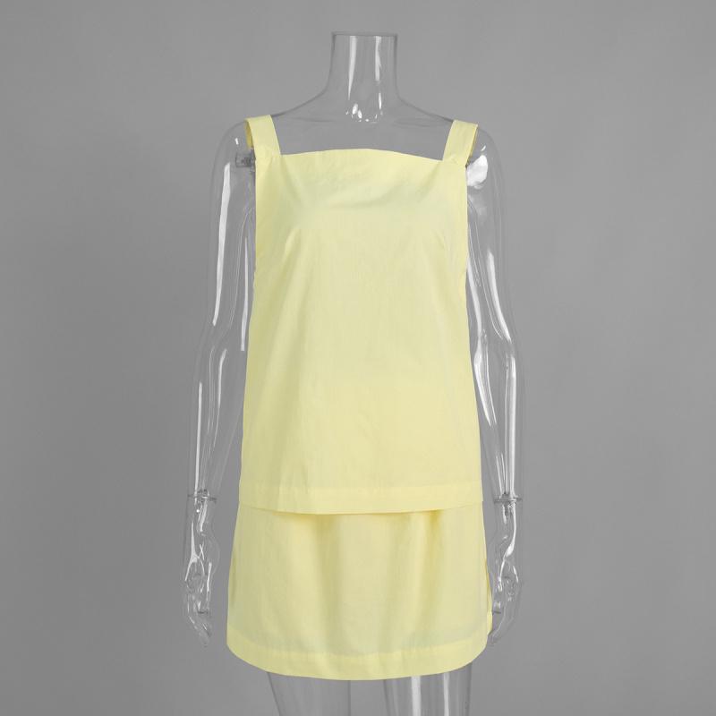 Camisole Short Skirt Set 2026 Summer Feminine Off-Shoulder Backless Top and Short Skirt