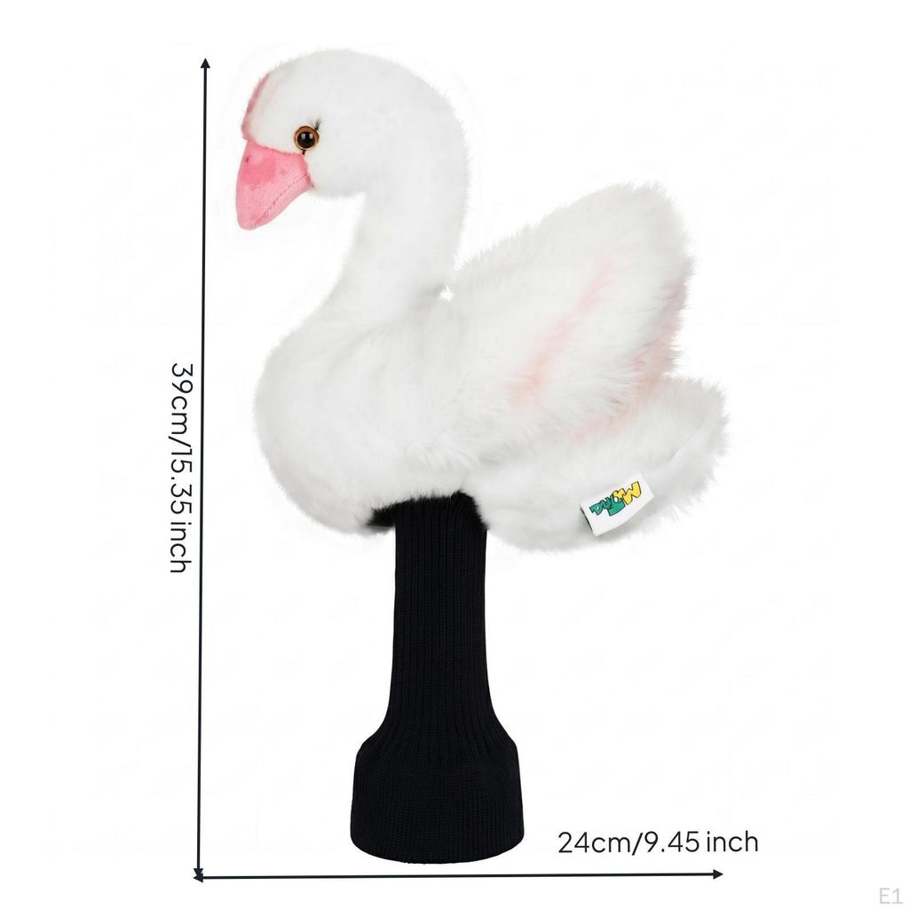 Schwan Golf Schlägerhaube Pelziges Flauschiges Material Driver Schlägerhaube Gesticktes Auge