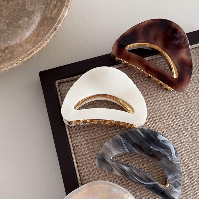 Korean Leopard Print Acetate Metal Hair Clip - Elegant Retro Claw Accessory
