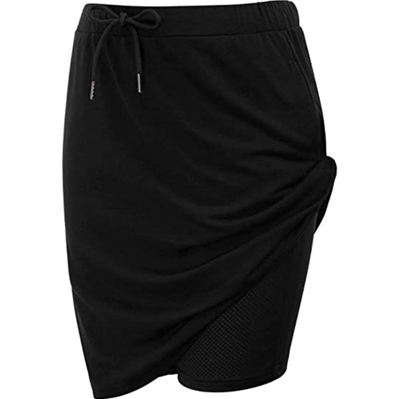 European and American Women's Spring and Summer Temperament Lace-up Solid Color Skirt Two-layer Short Skirt