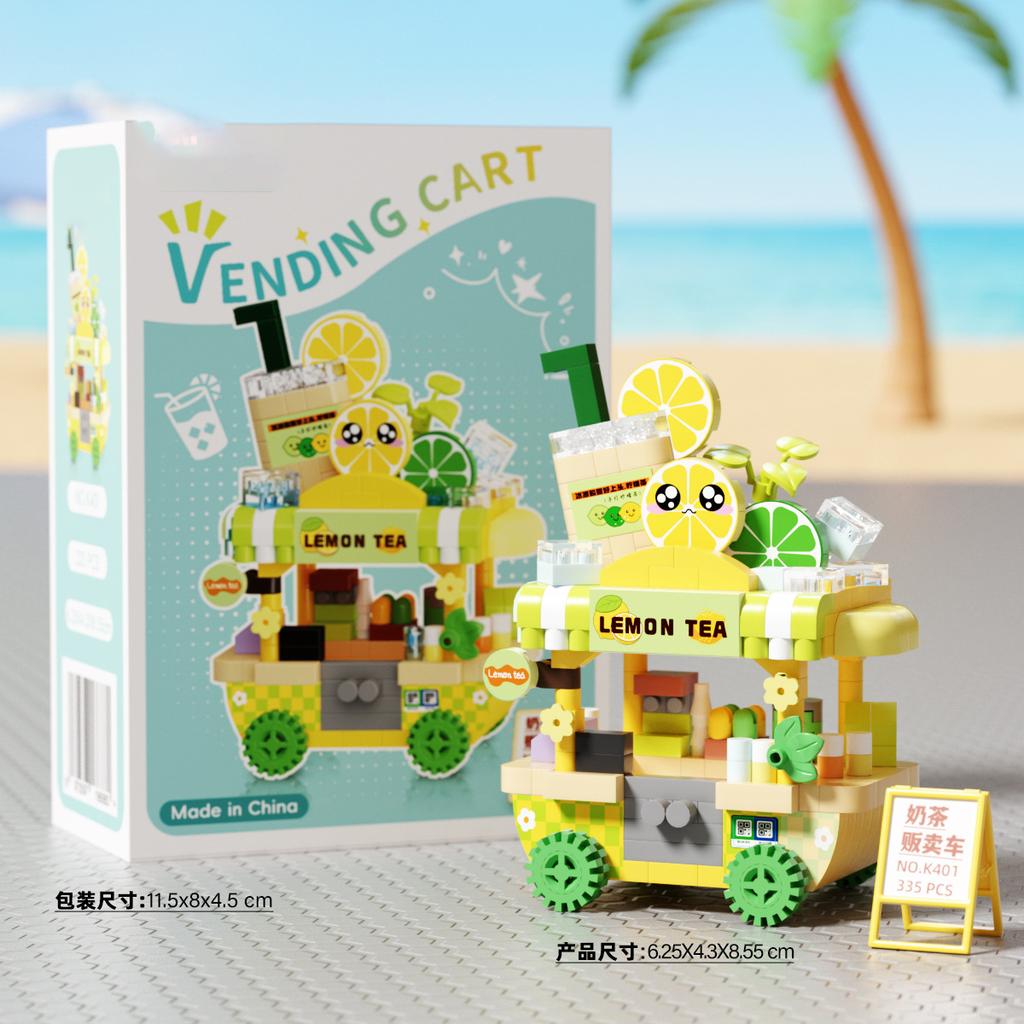 Creative Building Toys Street View Store Model Kits Ice Cream Fruit Cart DIY Micro Particles Blocks Educational Gifts for Adults